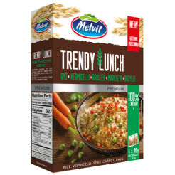 Melvit Trendy Lunch Ryż Parboiled, Vermicelli, Groszek, Marchew Bazylia 4X80G