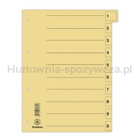 Przekładka DONAU, karton, A4, 235x300mm, 0-9, 1 karta z perforacją, żółta