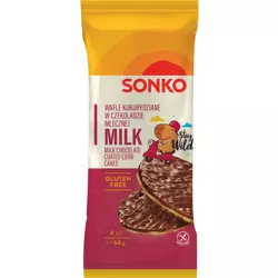 SONKO Wafle kukurydziane w czekoladzie mlecznej 64g