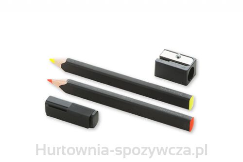 Zestaw 2 Ołówków/Zakreślaczy Moleskine Wykonany Z Drzewa Lipowego Z Temperówką,  Pomarańczowy/Żółty
