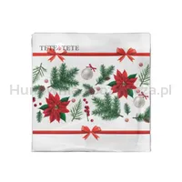 Serwetki Tete a Tete Festive Poinsettia 3-warstwowe 33x33cm składane 1/4 20szt. w paczce
