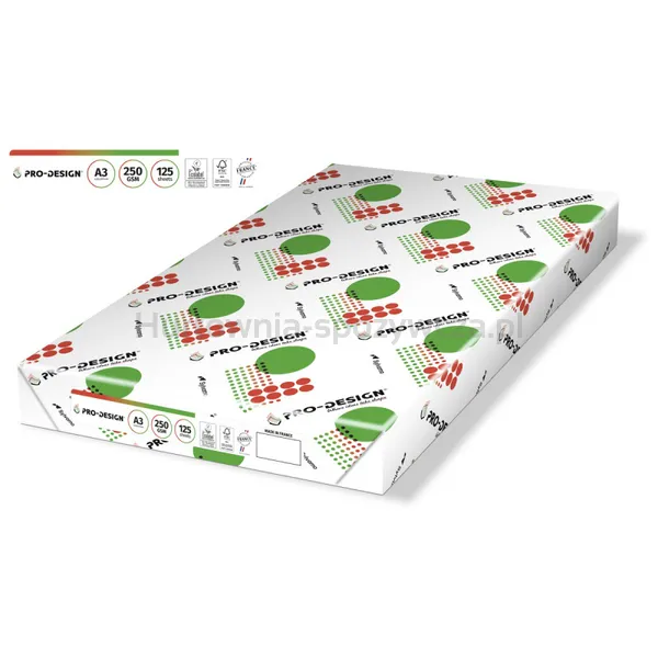 Pro-Design Fsc Papier kserosatynowany, klasa A++, A3, 168CIE, 250gsm, 125 ark. 
