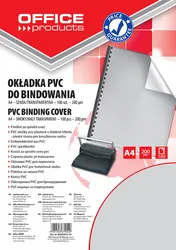 Office Products Okładki Do Bindowania Pvc, A4, 200Mikr., 100Szt., Szare Transparentne 