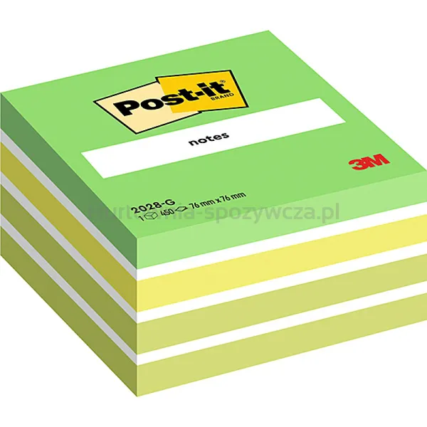 Post-It Kostka samoprzylepna (2028-G), 76x76mm, 1x450 kart., zielona 