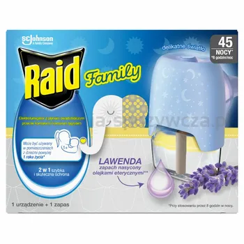 Raid Family Elektrofumigator Z Płynem Owadobójczym - Lawenda 27Ml