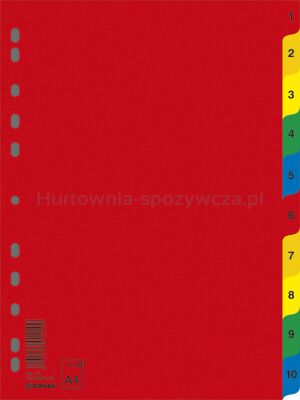 Donau Przekładki PP, A4, 230x297mm, 1-10, 10 kart, mix kolorów 