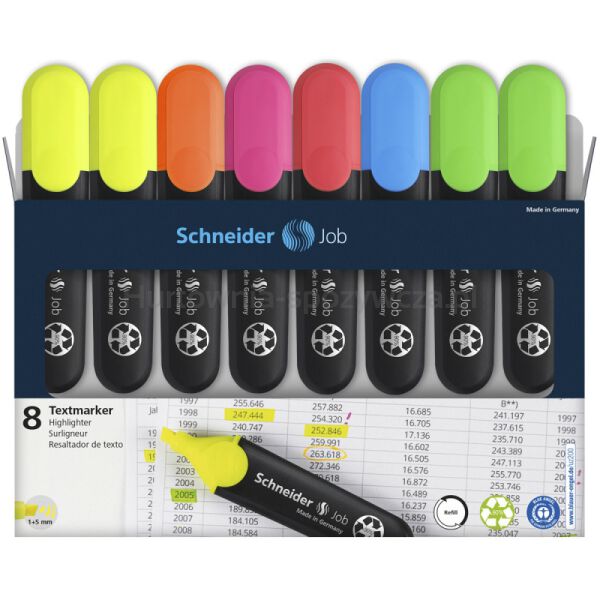 Schneider Zestaw zakreślaczy Job, 1-5 mm, 8 szt., miks kolorów  - 2