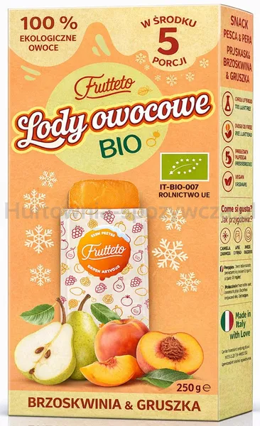 Lody do zamrażania brzoskwinia-gruszka 100% owoców BIO 5 x 50 g
