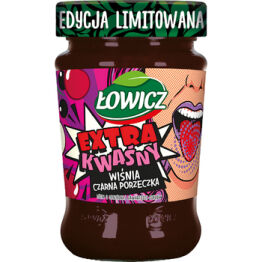 Łowicz Dżem extra kwaśny wiśnia czarna porzeczka o obniżonej zawartości cukrów 260 g