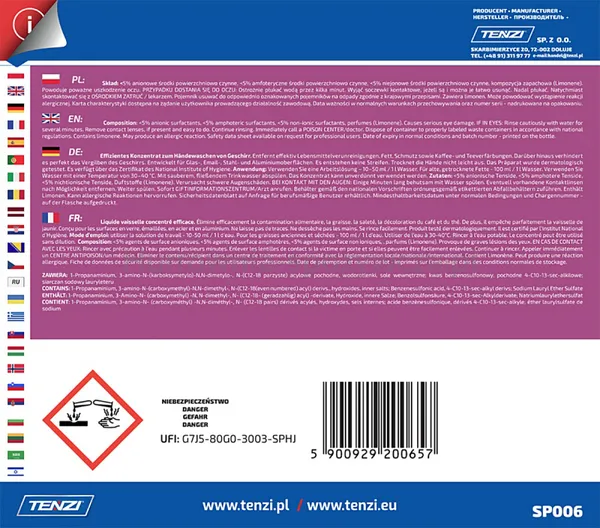 Płyn do mycia naczyń TENZI, zapach gumy balonowej, Boberex, 5l
