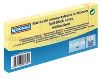 Bloczek samoprzylepny DONAU, 38x51mm, 1x100 kart., jasnożółty