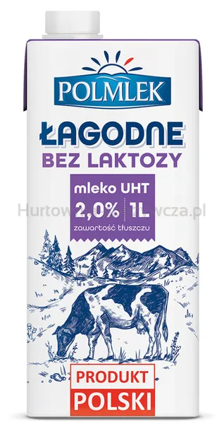 Polmlek Mleko UHT  2%, bez laktozy, 1l