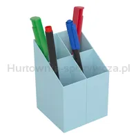 Przybornik na biurko ICO kwadratowy, plastikowy, 4 komory, pastelowy niebieski - 2