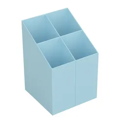Przybornik Na Biurko Ico Kwadratowy, Plastikowy, 4 Komory, Pastelowy Niebieski