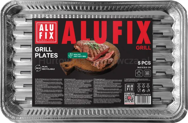 Tacki grillowe ALUFIX Fix-Grill, aluminiowe, prostokątne, 5 szt.
