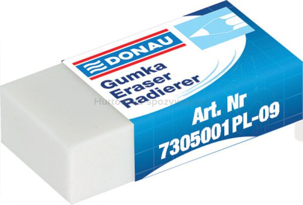 Gumka uniwersalna DONAU, 41x21x11mm, zawieszka, biała - 2