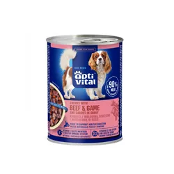 Optivital Puszka - Soczyste Kawałki Dla Dorosłych Psów Z Wołowiną Dziczyzną I Marchewką W Sosie 415G