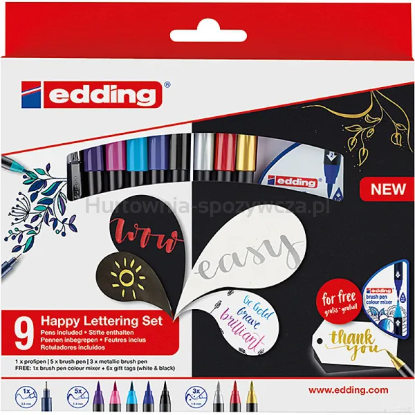 Pisak Z Końcówką Pędzelkową E-1340 Edding, 9 Szt., Mix Kolorów