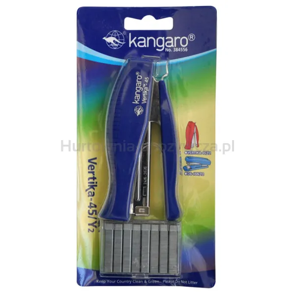 Kangaro Zszywacz Vertika-45+zszywki, zszywa do 30 kartek, blister, niebieski 