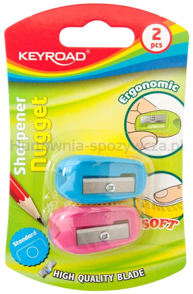 Keyroad Temperówka Nugget, plastikowa, pojedyncza, 2szt., blister, mix kolorów  - 3