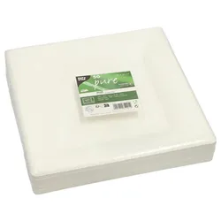 Talerze Z Trzciny Cukrowej &pure& Kształt Prostokątny 26 Cm X 26 Cm Kolor: Biały 50 Szt.