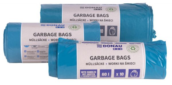 Worki na śmieci DONAU ECO, z uchwytami Knoties, 35l, 20 szt., niebieskie - 4