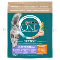 Purina One Coat  Hairball Pełnoporcjowa Karma Dla Dorosłych Kotów Bogata W Kurczaka I Ziarna 800 G