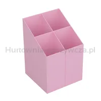 Ico Przybornik Na Biurko kwadratowy, plastikowy, 4 komory, pastelowy różowy - 2