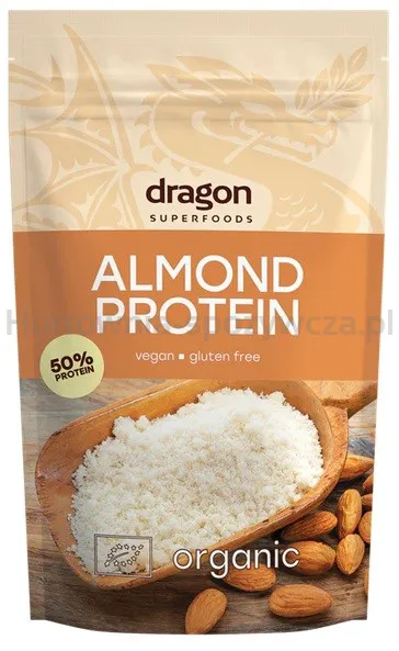 Dragon Superfoods Białko Z Migdałów, 50% Białka Bez Dodatku Cukru, Bezglutenowe Bio 200 G