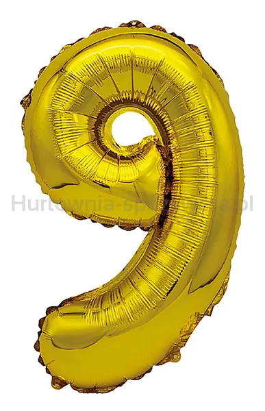 Balon foliowy PARTY GO, cyfra 9, 80cm, złoty