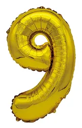 Balon foliowy PARTY GO, cyfra 9, 80cm, złoty