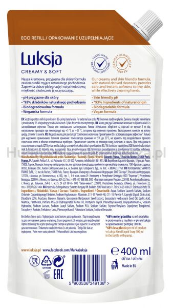 Kremowe mydło w płynie LUKSJA, bawełna, zapas 400ml - 2