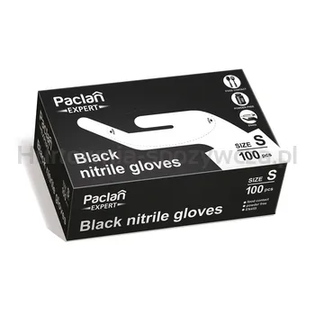 Paclan Expert Rękawiczki Czarne Nitrylowe Roz. S 100 Szt.