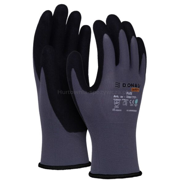 Rękawice DONAU SAFETY Flex, kat. II, rozm. 10, szare
