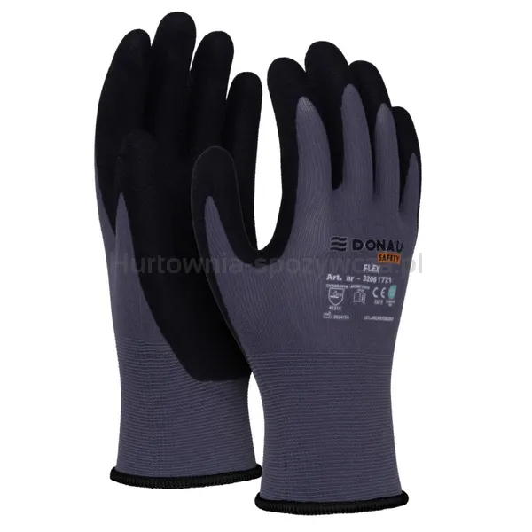 Rękawice Donau Safety Flex, Kat. Ii, Rozm. 10, Szare