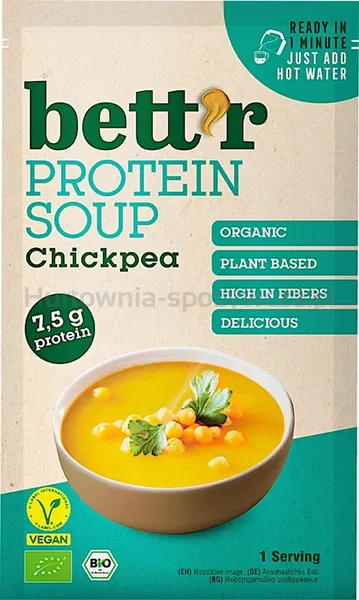 Zupa błyskawiczna z ciecierzycą, wysokobiałkowa, wegańska, bezglutenowa BIO 30 g