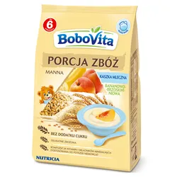 Bobovita Porcja Zbóż Kaszka Mleczna Manna Brzoskwinia-Banan Po 4 Miesiącu 210 G