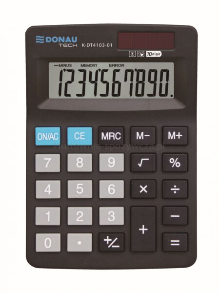 Donau Kalkulator biurowy TECH, 10-cyfr. wyświetlacz, wym. 127x88x23 mm, czarny 
