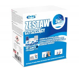 Zestaw czyszczący E5, chusteczki do LCD, sprężone powietrze, płyn ze ściereczką z mikrofibry