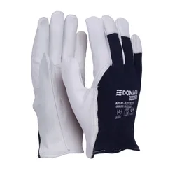 Rękawice Robocze Donau Safety, Skóra Kozia Po Stronie Dłoni, Ściągacz, Rozm. 10/Xl, Biało-Granatowe