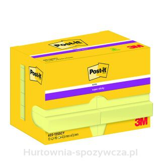 Karteczki Samoprzylepne Post-It Super Sticky (622-12Sscy-Eu), 47,6X47,6 Mm, 12X90 Kart., Żółte