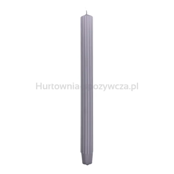 Świeca stołowa długa ryflowana DONAU HOME, 25x300 mm, 4 szt., szara