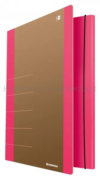 Donau Teczka Z Gumką Life, Karton, A4, 500Gsm, 3-Skrz., Różowa 