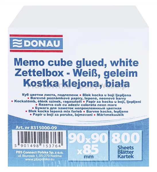 Kostka DONAU klejona, 90x90x85mm, ok. 800 kart., biała