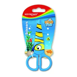 Nożyczki szkolne KEYROAD, 12,2cm, bezpieczne, ryba, blister, niebieskie