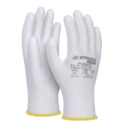 Rękawice DONAU SAFETY PU White, kat. II, rozm. 8, białe