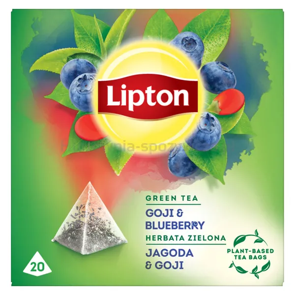 Lipton Herbata Piramidki zielona, jagoda i goja, 20 szt.