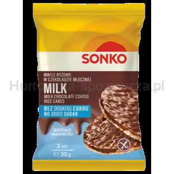 SONKO Wafle ryżowe w czekoladzie mlecznej bez dodatku cukru 30g