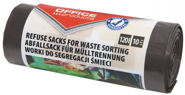 Worki na śmieci domowe OFFICE PRODUCTS, do segregacji odpadów BIO, mocne (LDPE), 120l, 10szt., brązowe - 2