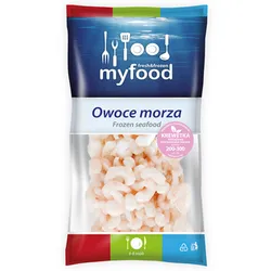 Myfood Krewetki koktajlowe, blanszowane, obrane, rozmiar: 200-300 szt./lb (440-660 szt./kg), , glazurowane, 800 g /1000 g